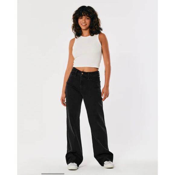 Black Wide Leg Jeans - Picture 1 of 7